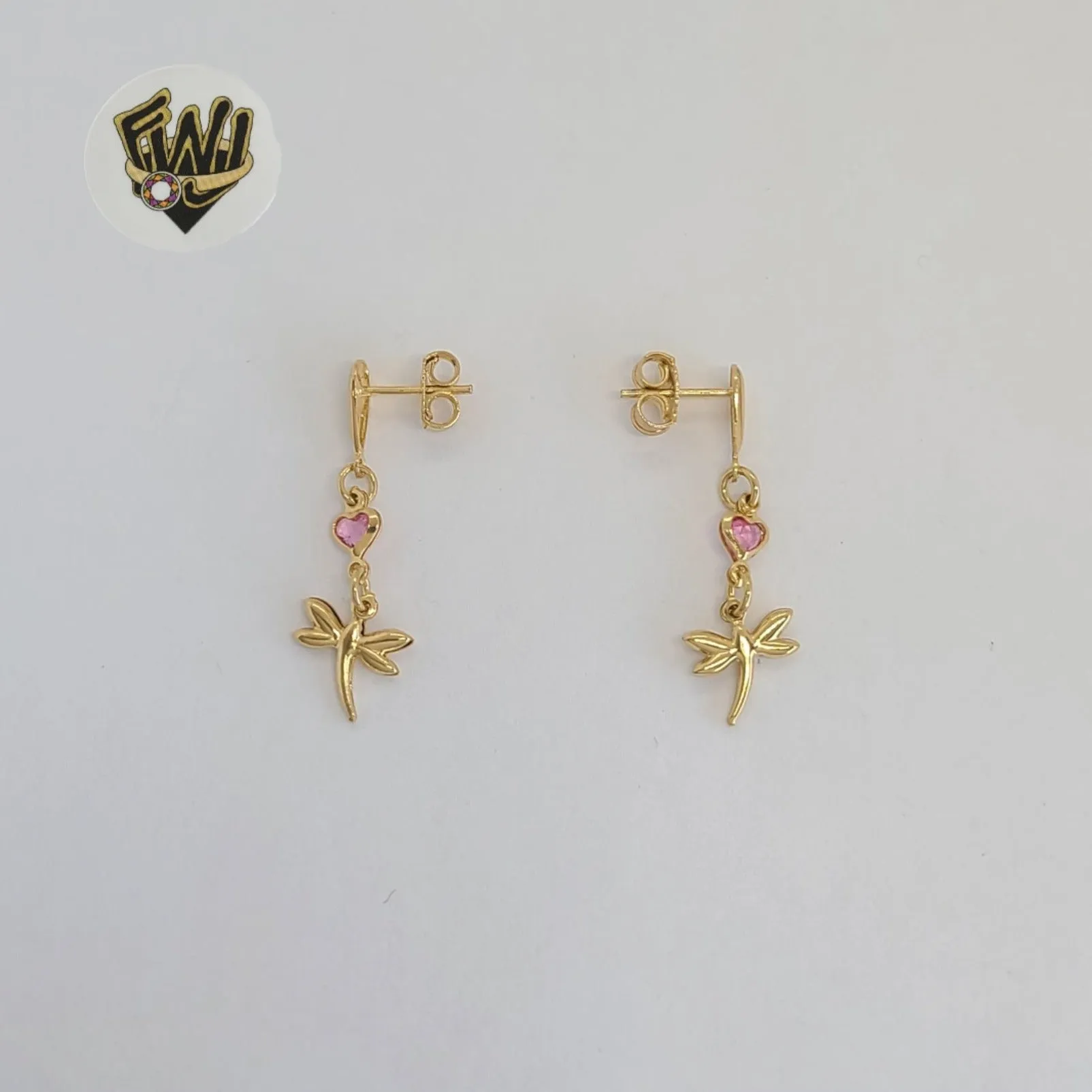 (1-1158-1) Gold Laminate - Dragonfly Dangle Earrings - BGF