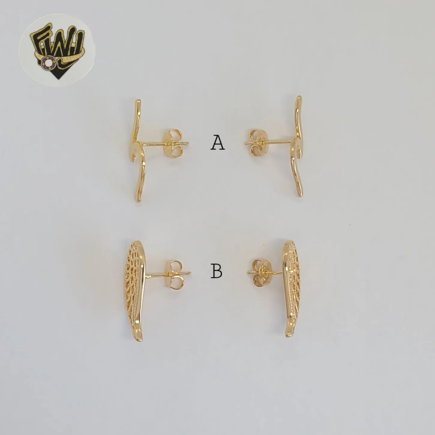 (1-1185-3) Gold Laminate - Stud Earrings - BGF