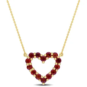 1 1/4ct TGW Garnet Heart Pendant with Chain in 10k Yellow Gold - 17 in.