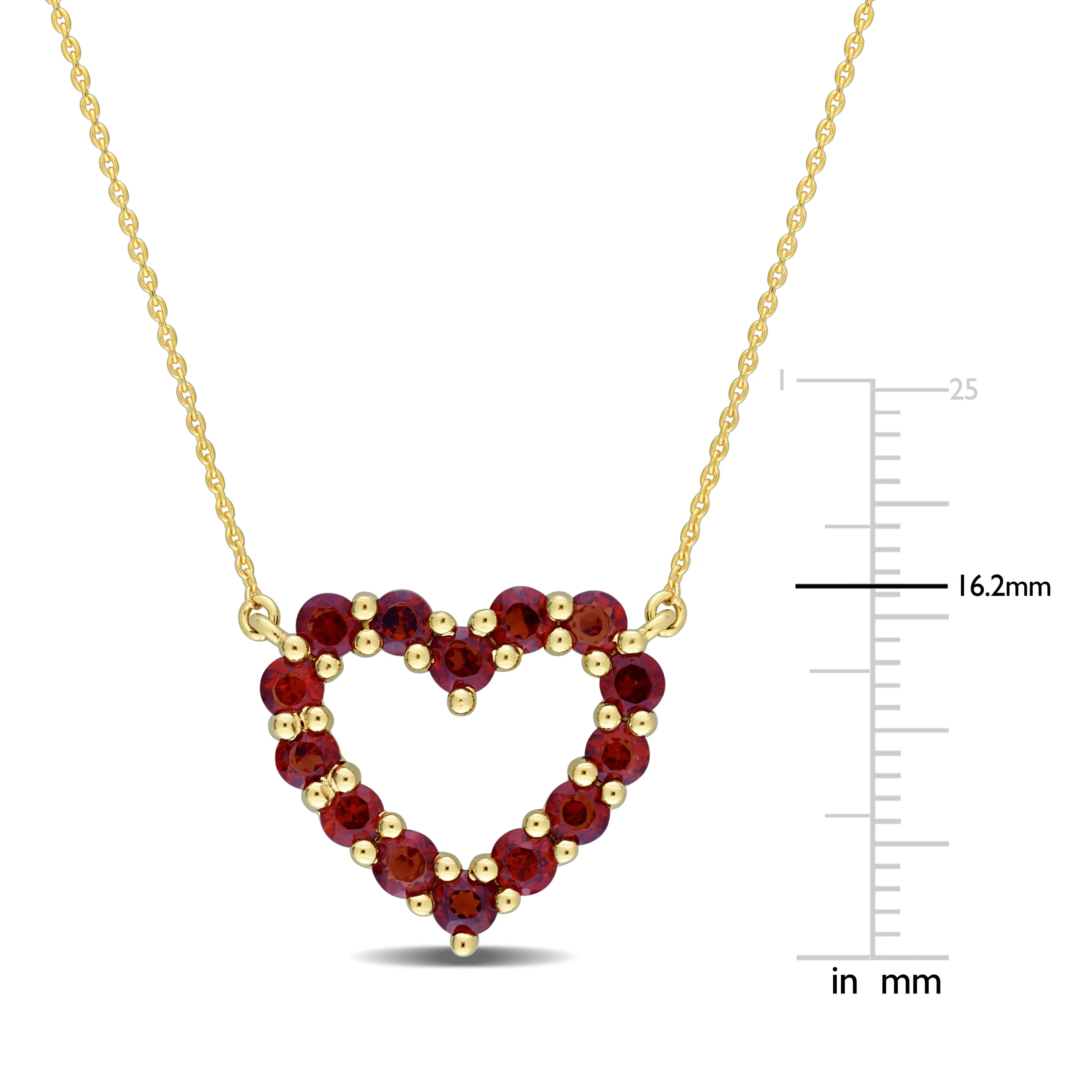 1 1/4ct TGW Garnet Heart Pendant with Chain in 10k Yellow Gold - 17 in.