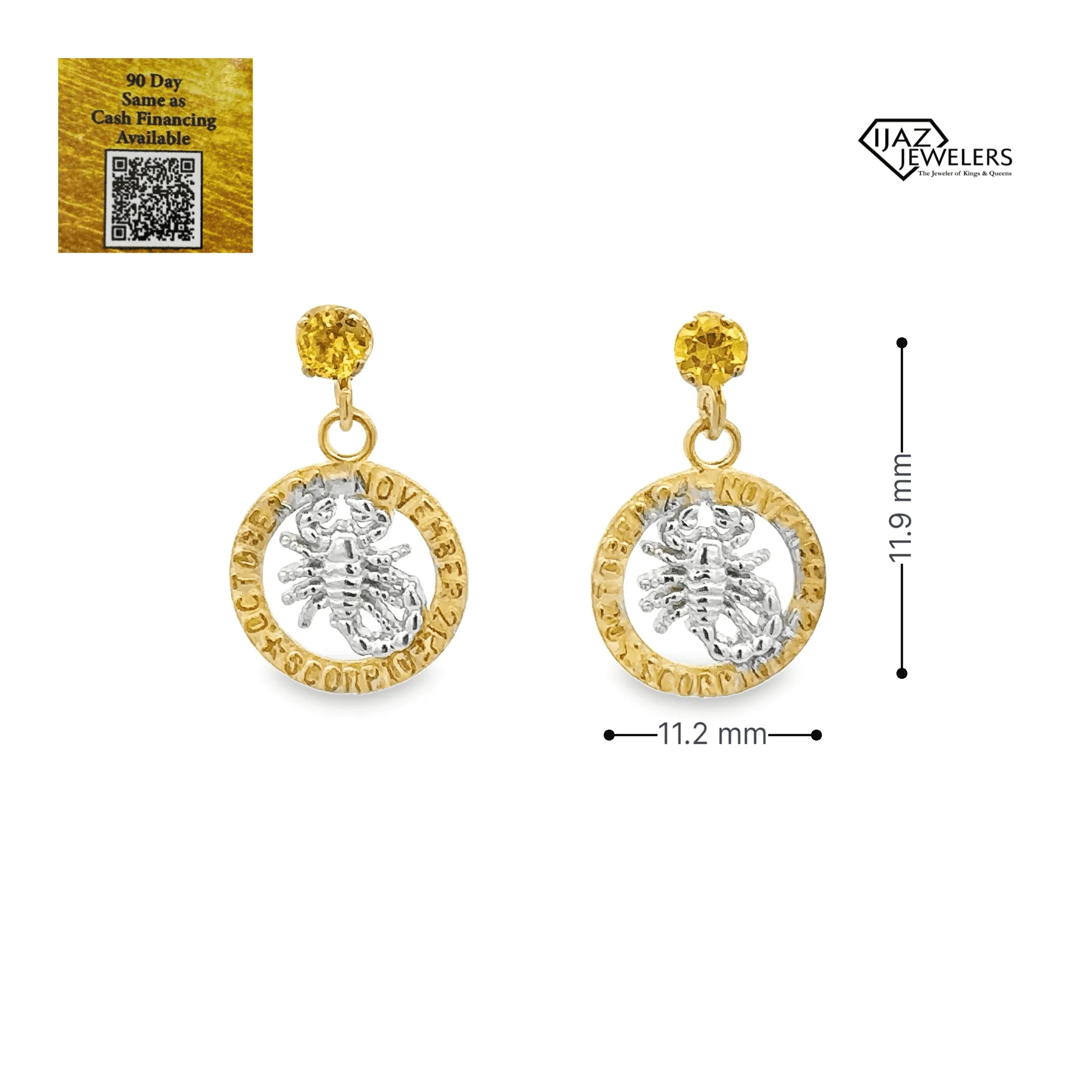 10K Gold Scorpio Zodiac Earrings