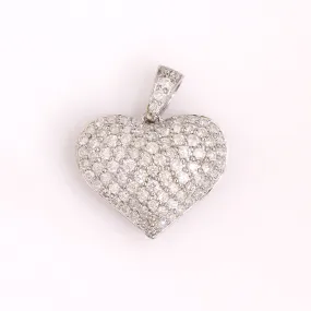 10K White Gold Heart Pendant 1 Ctw