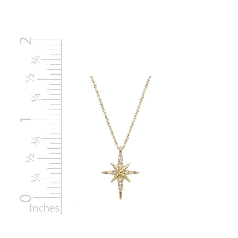 14k Gold Diamond Star Pendant Necklace