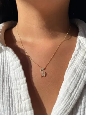 14K Gold Fancy Initial Diamond Necklace