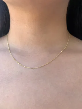 14K Gold Small Diamond Cut Ball Necklace