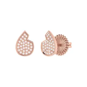 14K Rose Gold Street Cycle Open Teardrop Diamond Stud Earrings