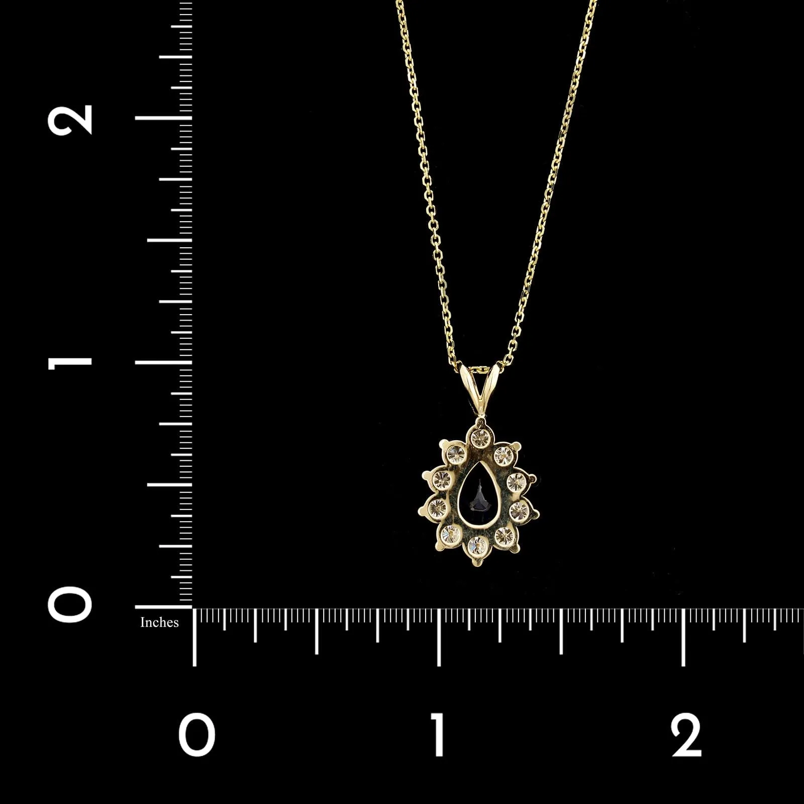 14K Yellow Gold Estate Sapphire and Diamond Pendant Necklace