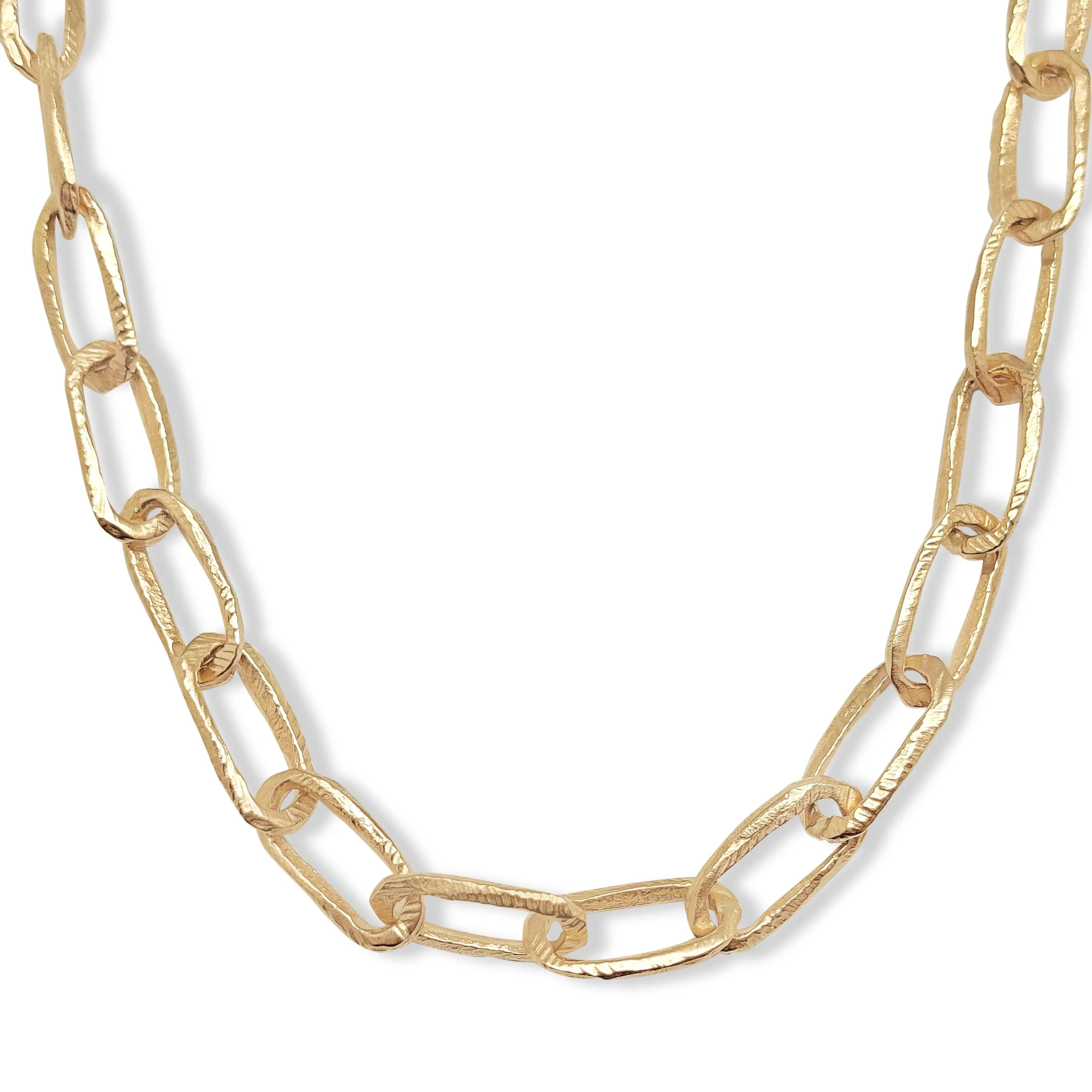 18K Carved Small Paperclip Link Necklace