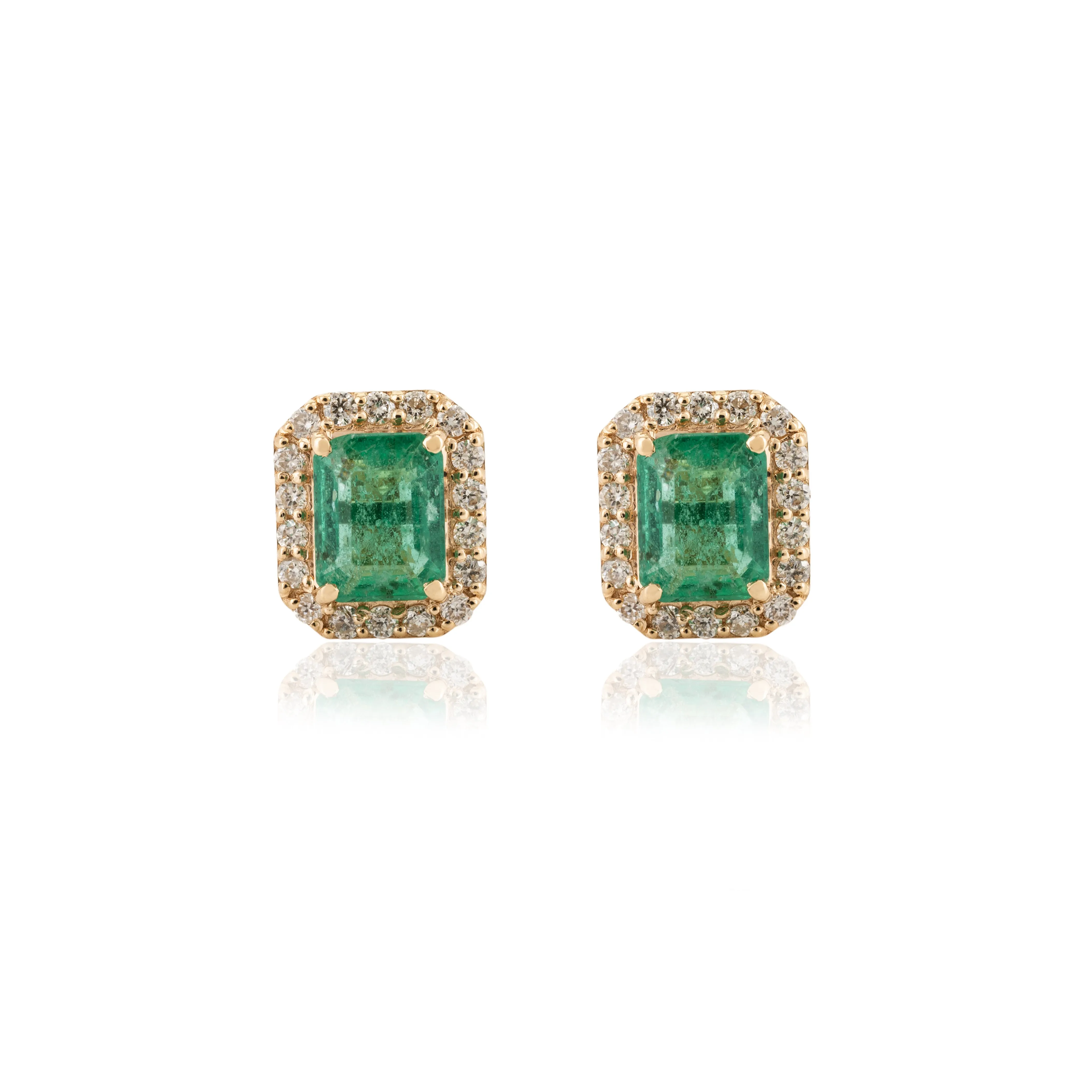 18K Gold Designer Emerald Diamond Earrings