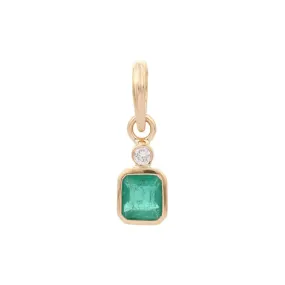 18K Gold Emerald Diamond Pendant