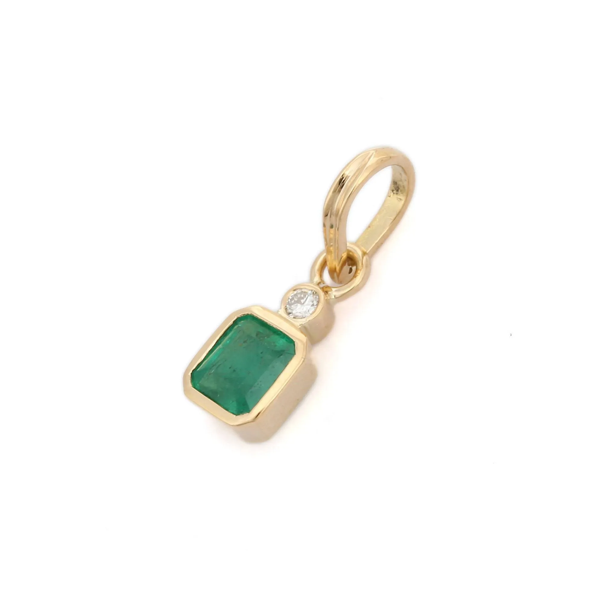 18K Gold Emerald Diamond Pendant