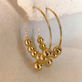 18k Gold Filled Fancy Beaded C Hoop