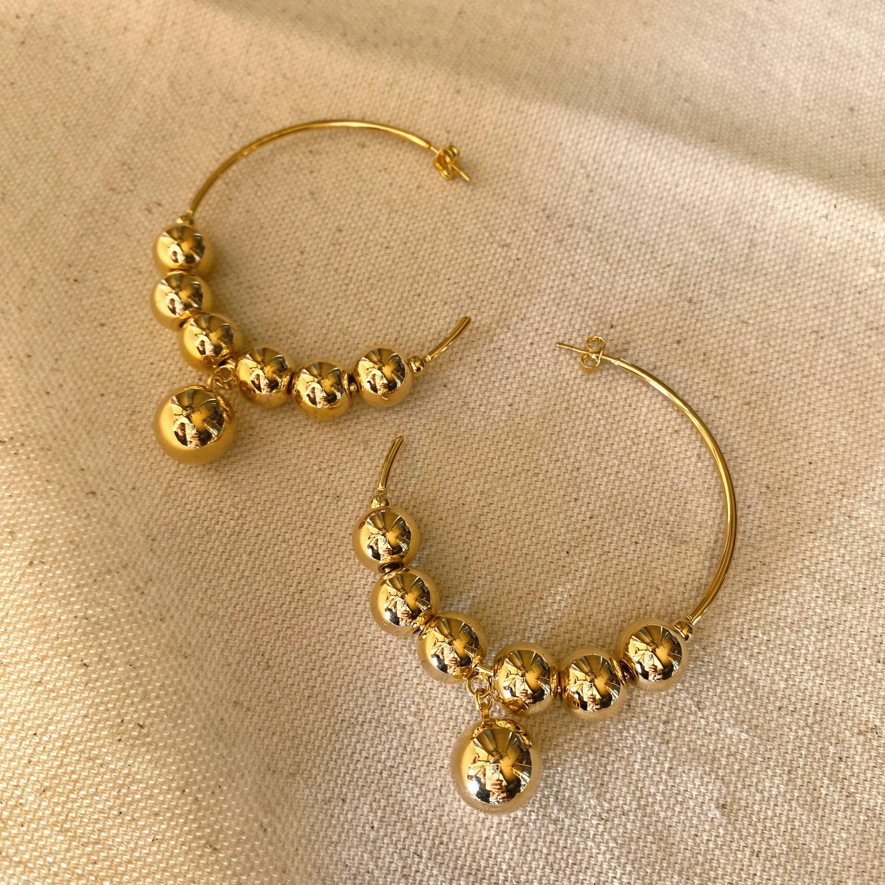 18k Gold Filled Fancy Beaded C Hoop