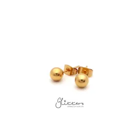 18K Gold I.P Stainless Steel Round Ball Stud Earrings