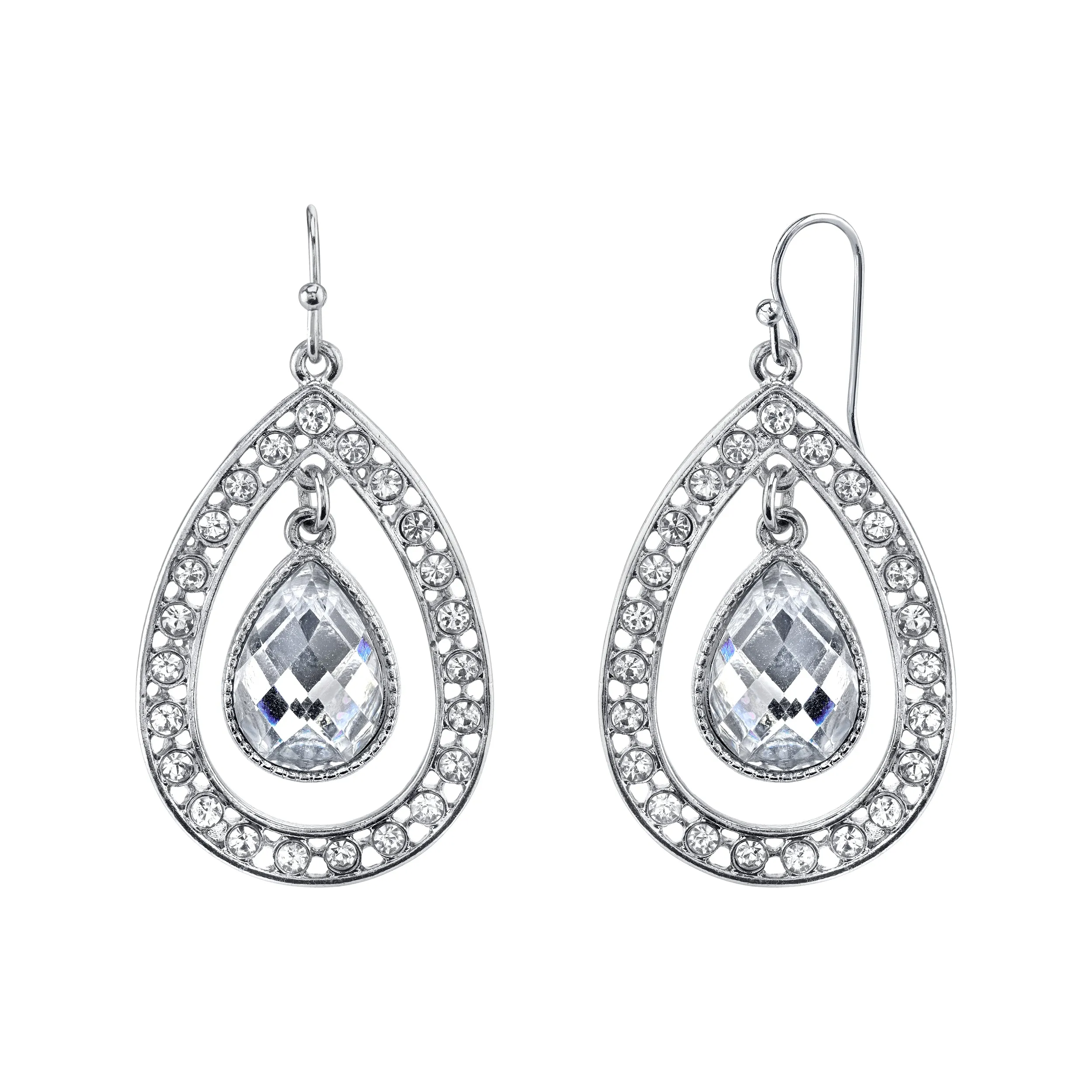 1928 Jewelry Crystal Caged Teardrop Earrings