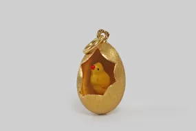 1960s Miniature Enamel Chick in Egg Charm