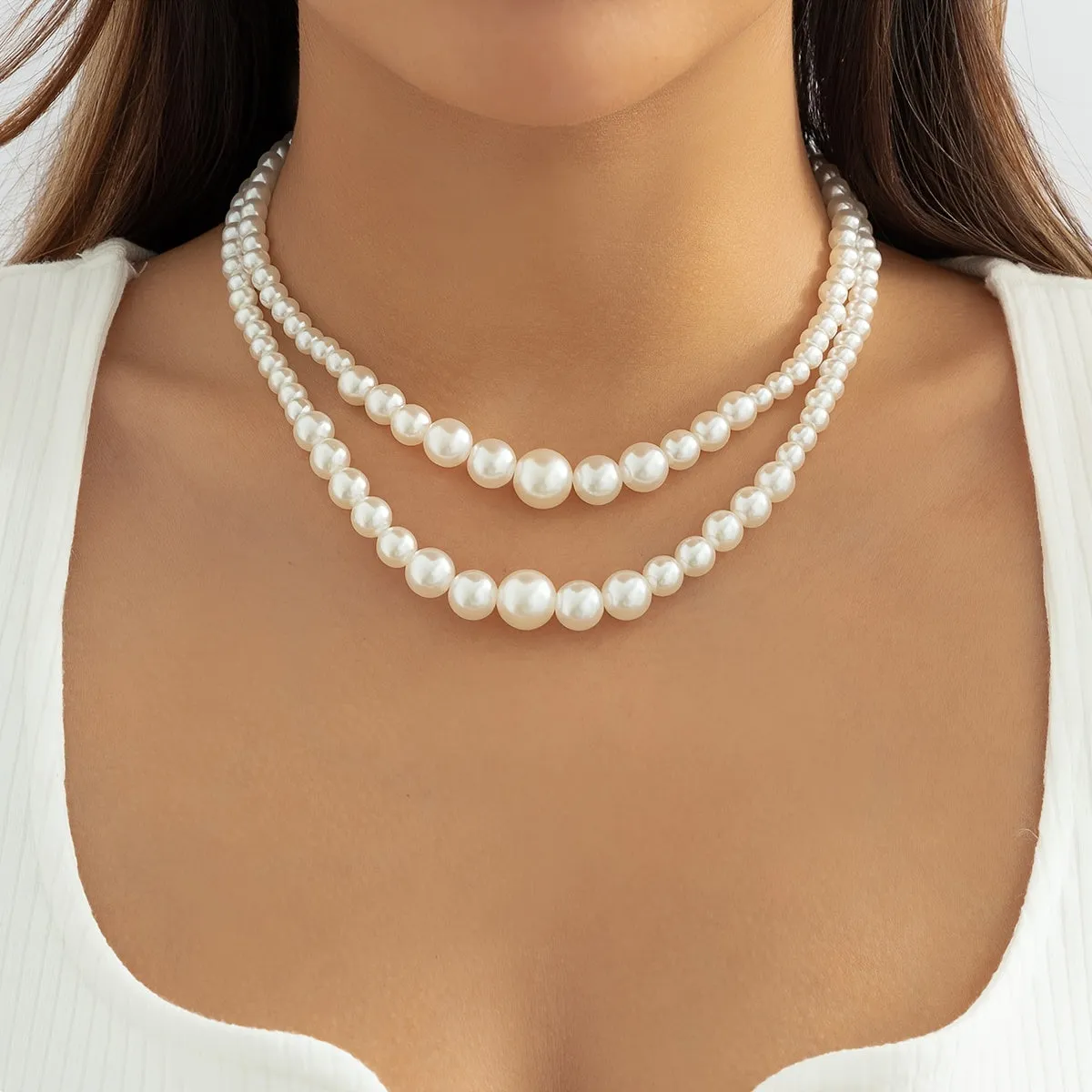 2-Piece Pearl Beading Set: Add a Touch of Elegance to Your Look with These Trendy Jewelry Accessories!