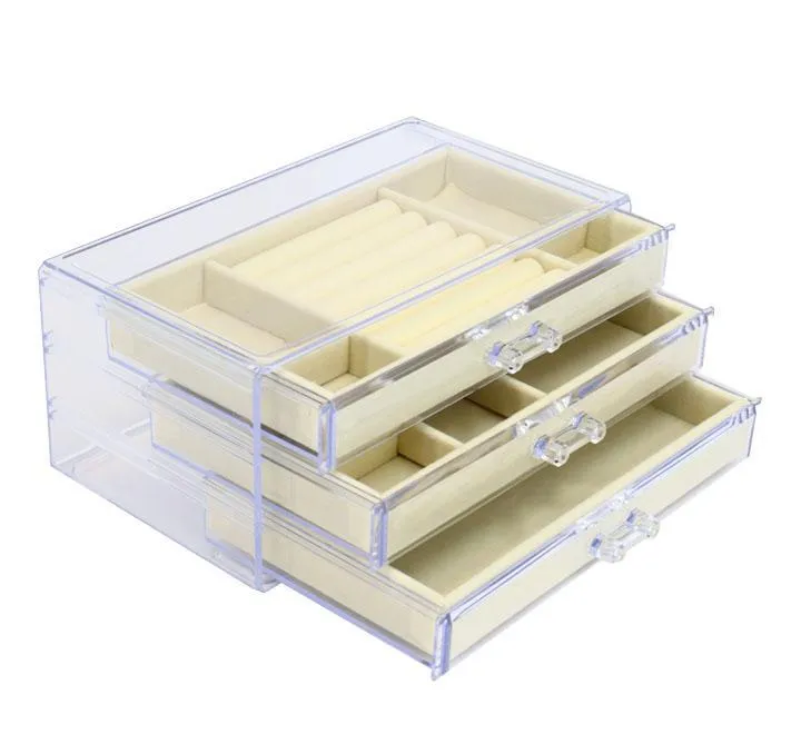 3 Drawers Acrylic Jewelry Box for Women