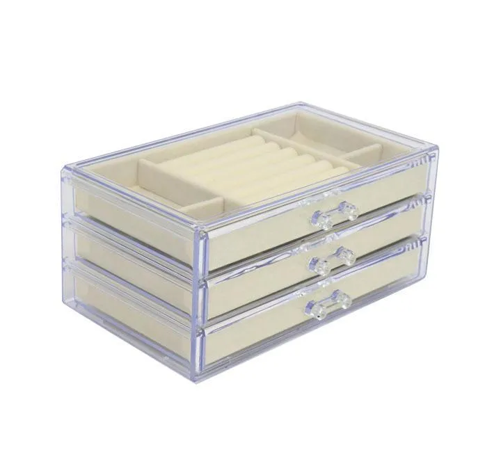 3 Drawers Acrylic Jewelry Box for Women