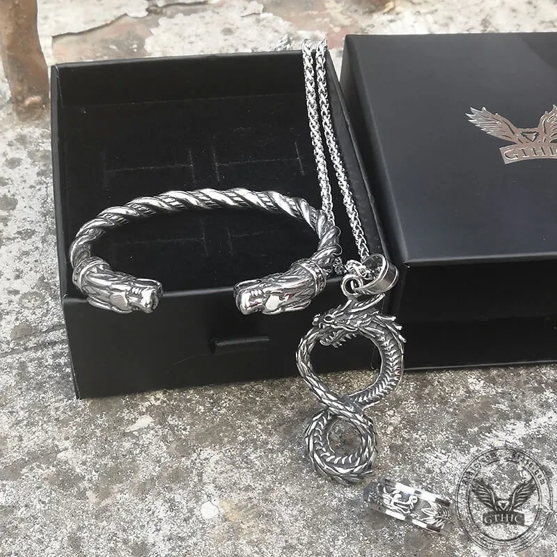 3 Pcs Mystery Dragon Stainless Steel Jewelry Set