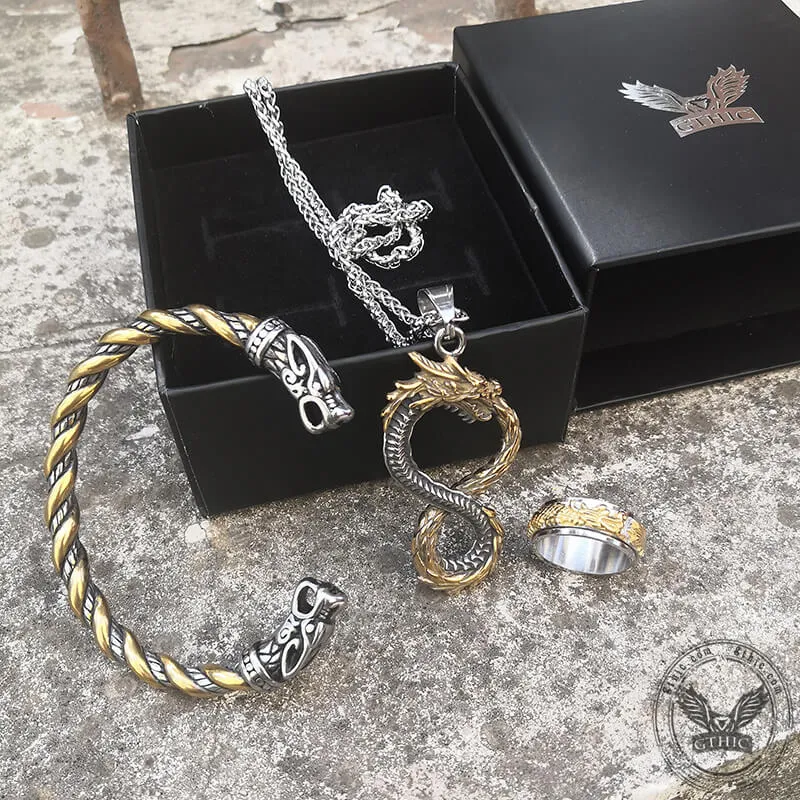 3 Pcs Mystery Dragon Stainless Steel Jewelry Set