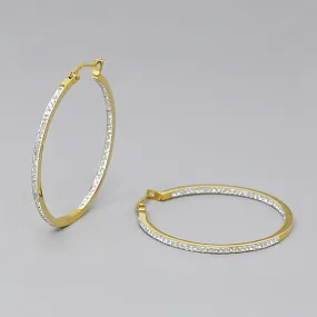 40 MM Rhinestone Pave Inside-Out Stainless Steel Hoop Earrings