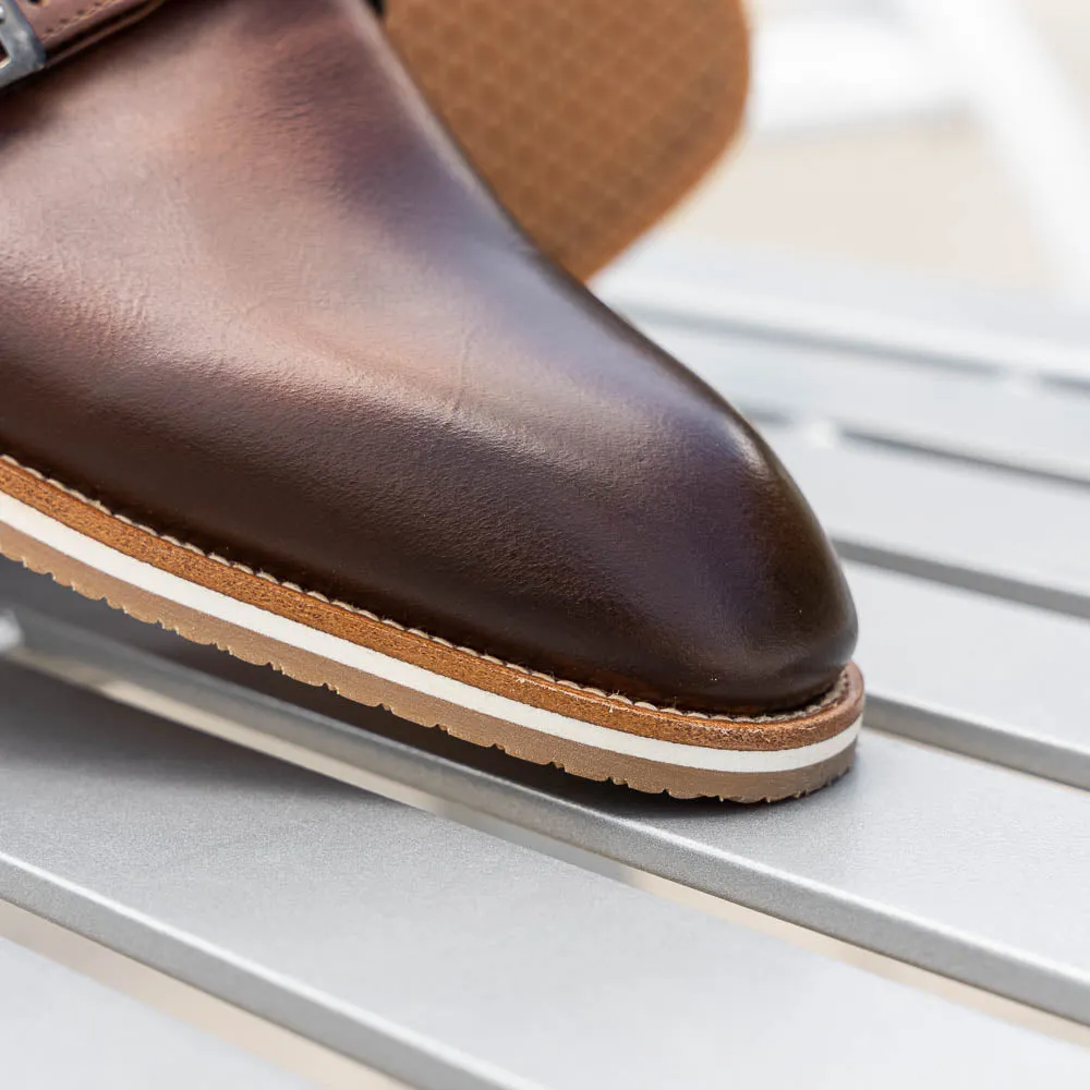 55-103-BRN LEGERRA Hand Burnished Italian Calfskin Monkstrap, Brown