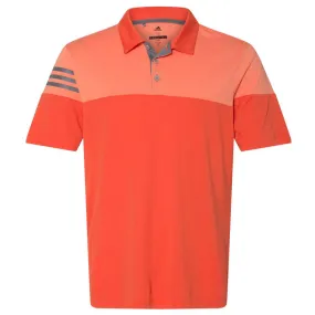 adidas Golf Men's Blaze Orange/Vista Grey Heather 3-Stripe Block Sport Shirt