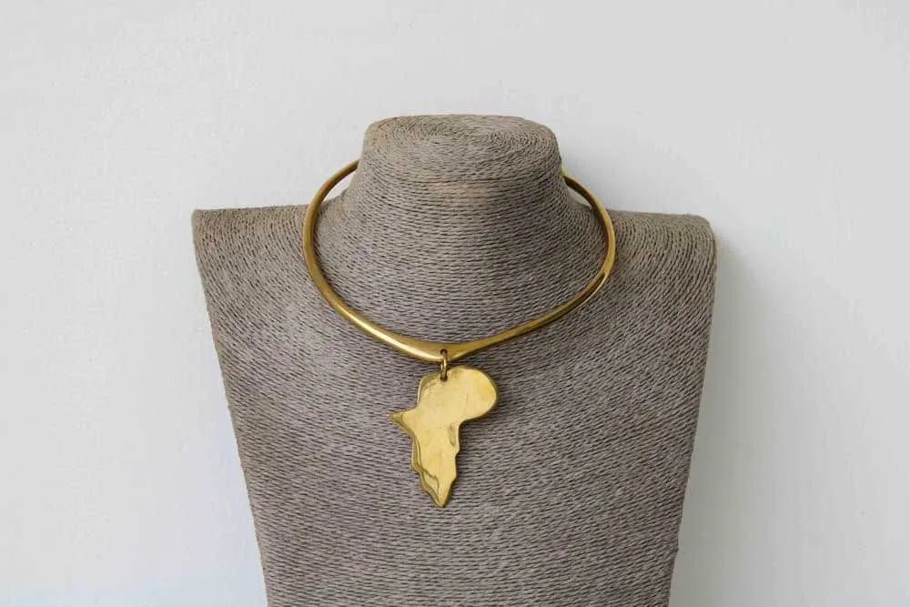 African Brass Necklace, Brass Jewelry, Gift for her, Moms gift, Boho Necklace, Christmas gift