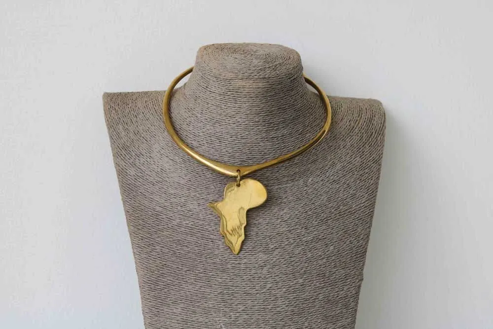 African Brass Necklace, Brass Jewelry, Gift for her, Moms gift, Boho Necklace, Christmas gift