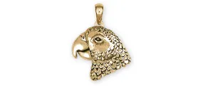 African Grey Jewelry 14k Gold Handmade African Grey Pendant  AFG3X-PG