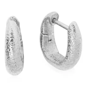 Ancient Hinged Hoop Earrings in 14k White Gold