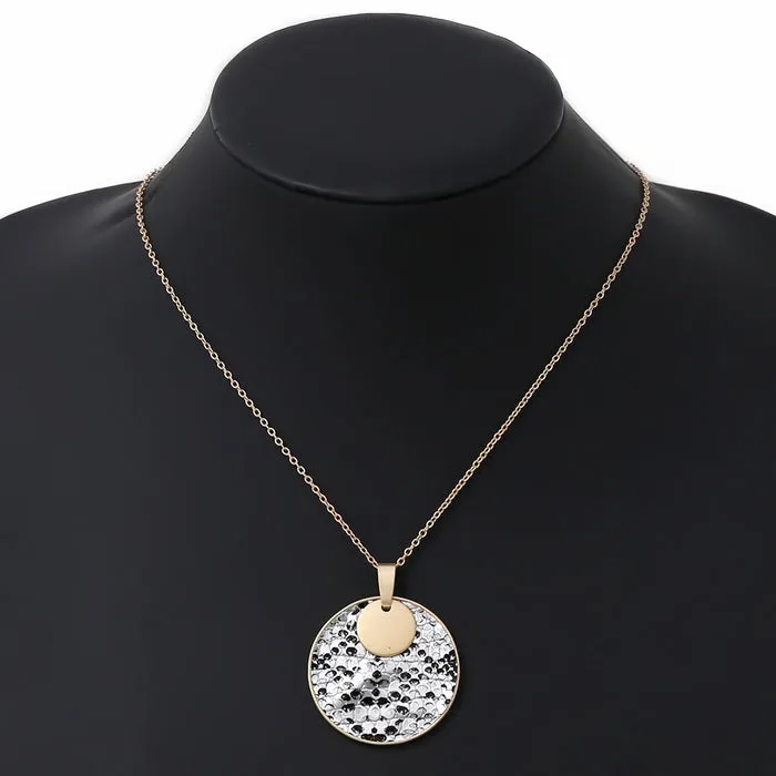 Animal Print Disc Pendant Necklace