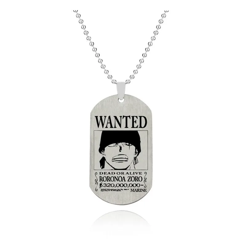 Anime One Piece Friendship Necklace - Luffy, Zoro, Robin, Chopper Bounty Wanted Pendant for Men and Women