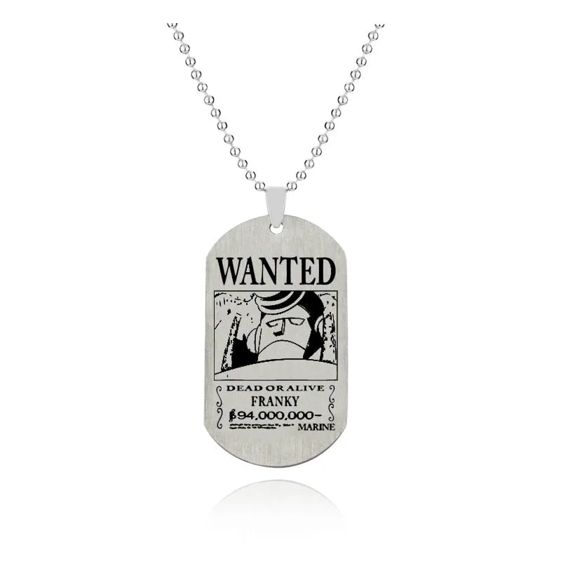 Anime One Piece Friendship Necklace - Luffy, Zoro, Robin, Chopper Bounty Wanted Pendant for Men and Women