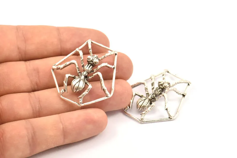 Antique Silver Plated Ant Pendant, 1 Black Plated Ant Pendants, Animal Jewelry (36mm) N0354