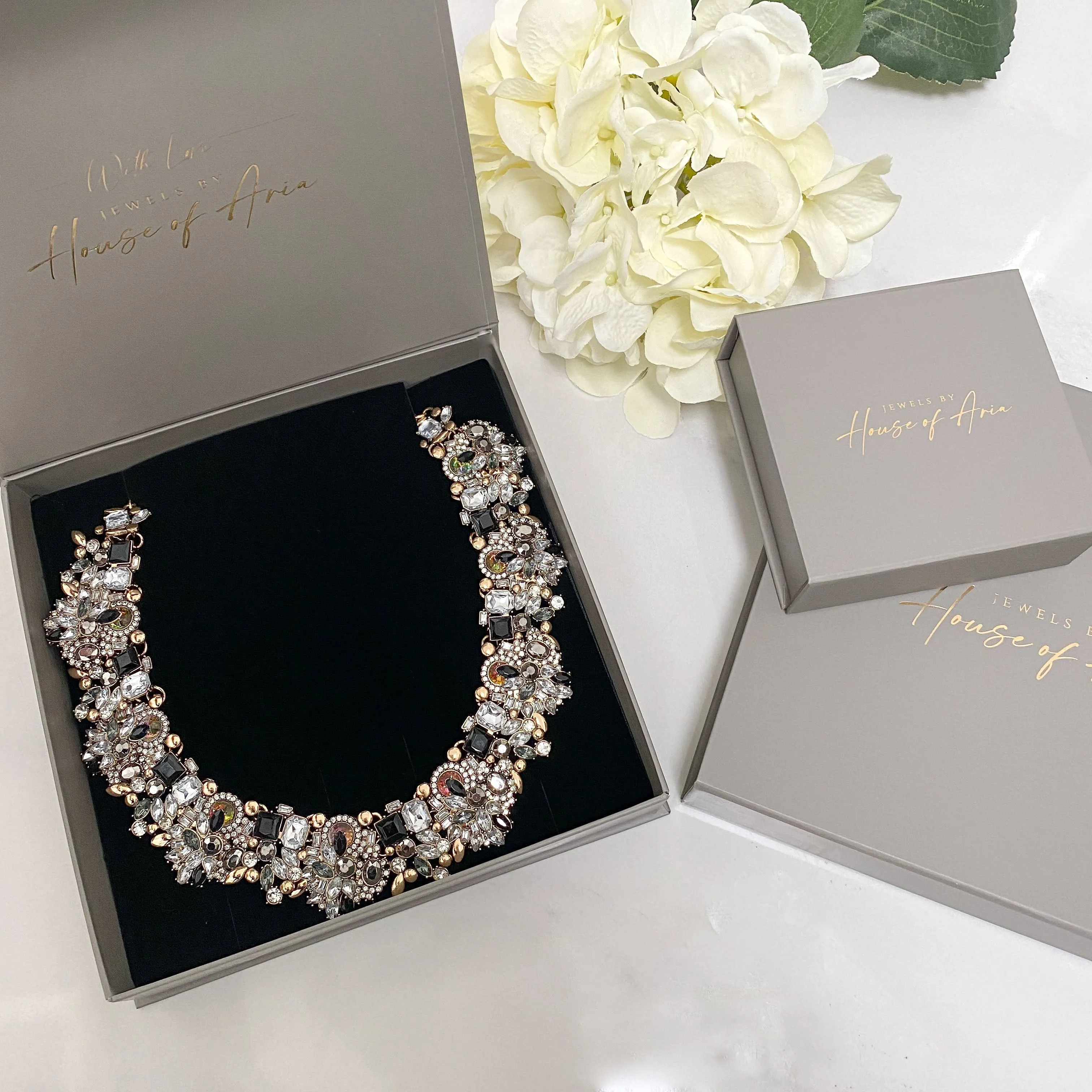 ANYA White & Gold Rhinestone Choker