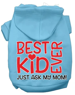 Ask My Mom Screen Print Dog Hoodie Baby Blue Xl