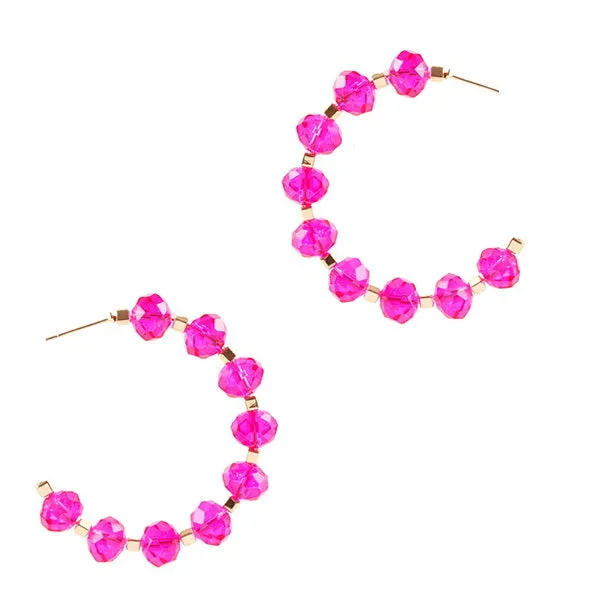 Barbie Theme Glass Bead Hoop Earrings