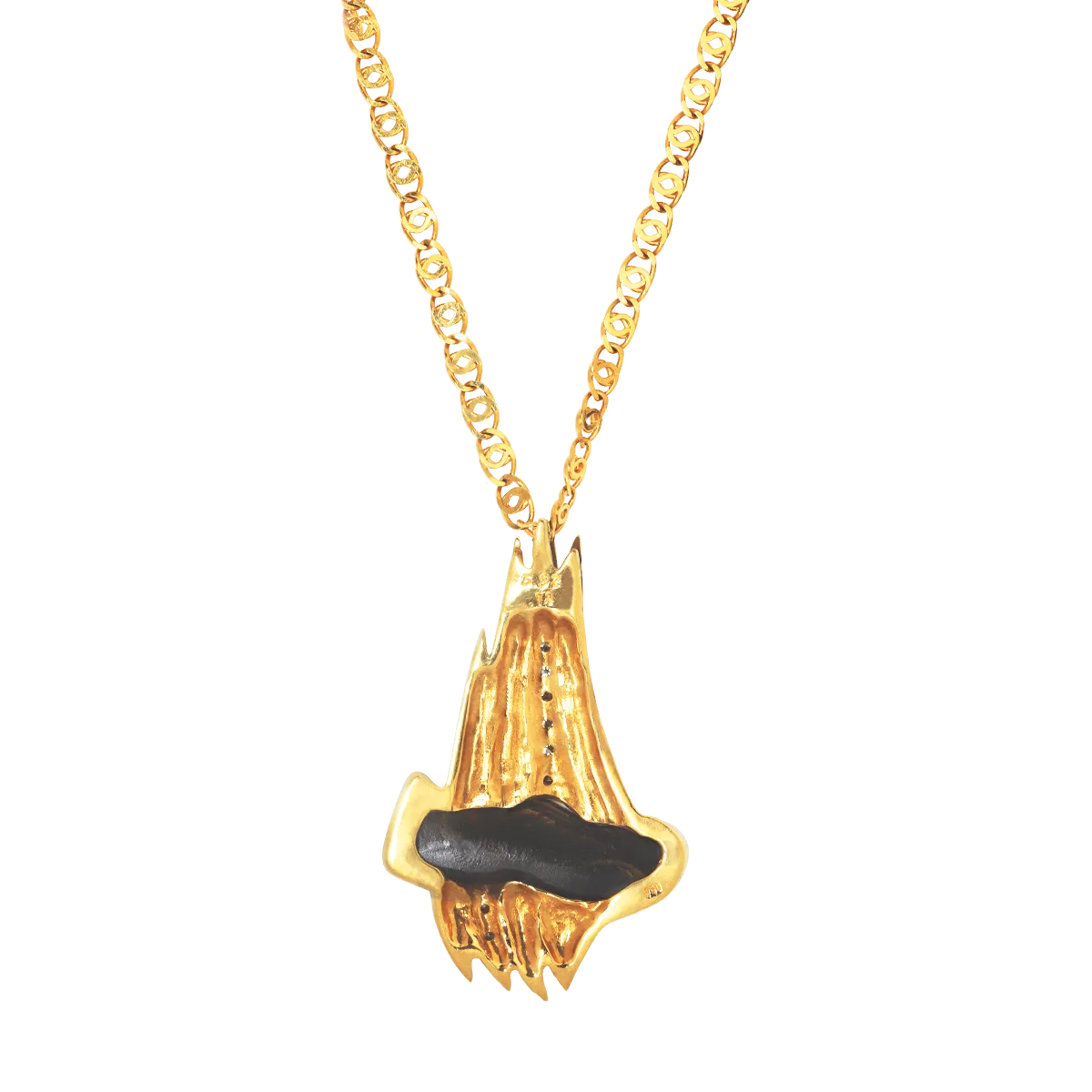 Black Boulder Opal, Diamond & 18K Gold Necklace