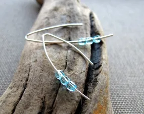 Blue Beads Silver Earrings