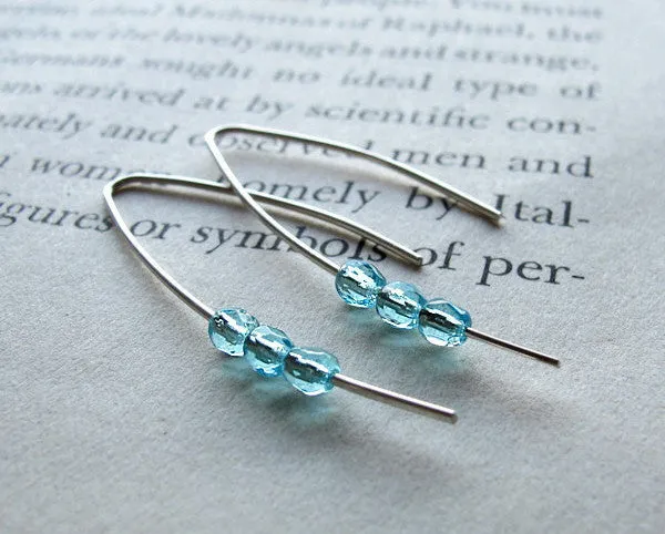 Blue Beads Silver Earrings