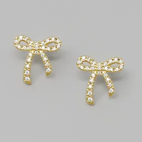 Bow CZ Pave Stud Earrings