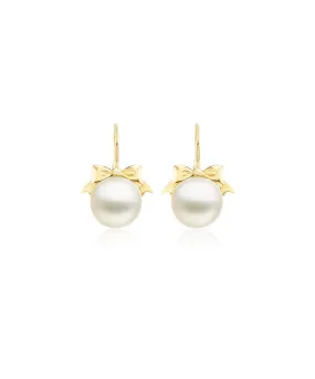 Bow Drop Earrings, Akoya Pearl