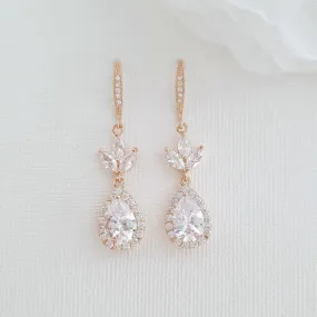 Bridal & Wedding Ear Hook Earrings in Rose Gold for Brides- Lotus