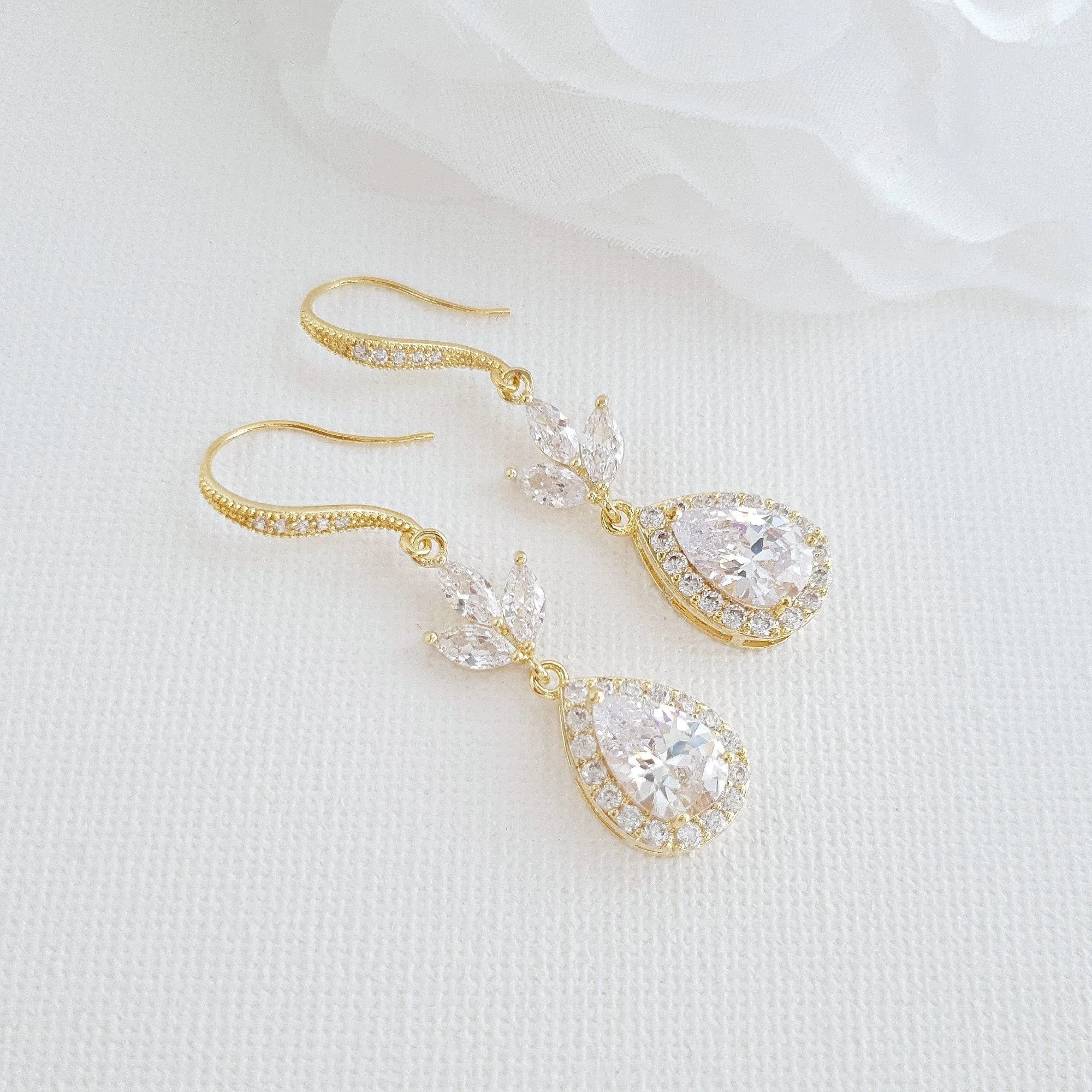 Bridal & Wedding Ear Hook Earrings in Rose Gold for Brides- Lotus