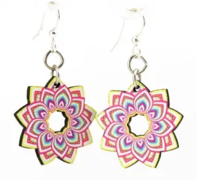 Brilliant Mandala Flower Blossoms Earrings:Green Tree Jewelry