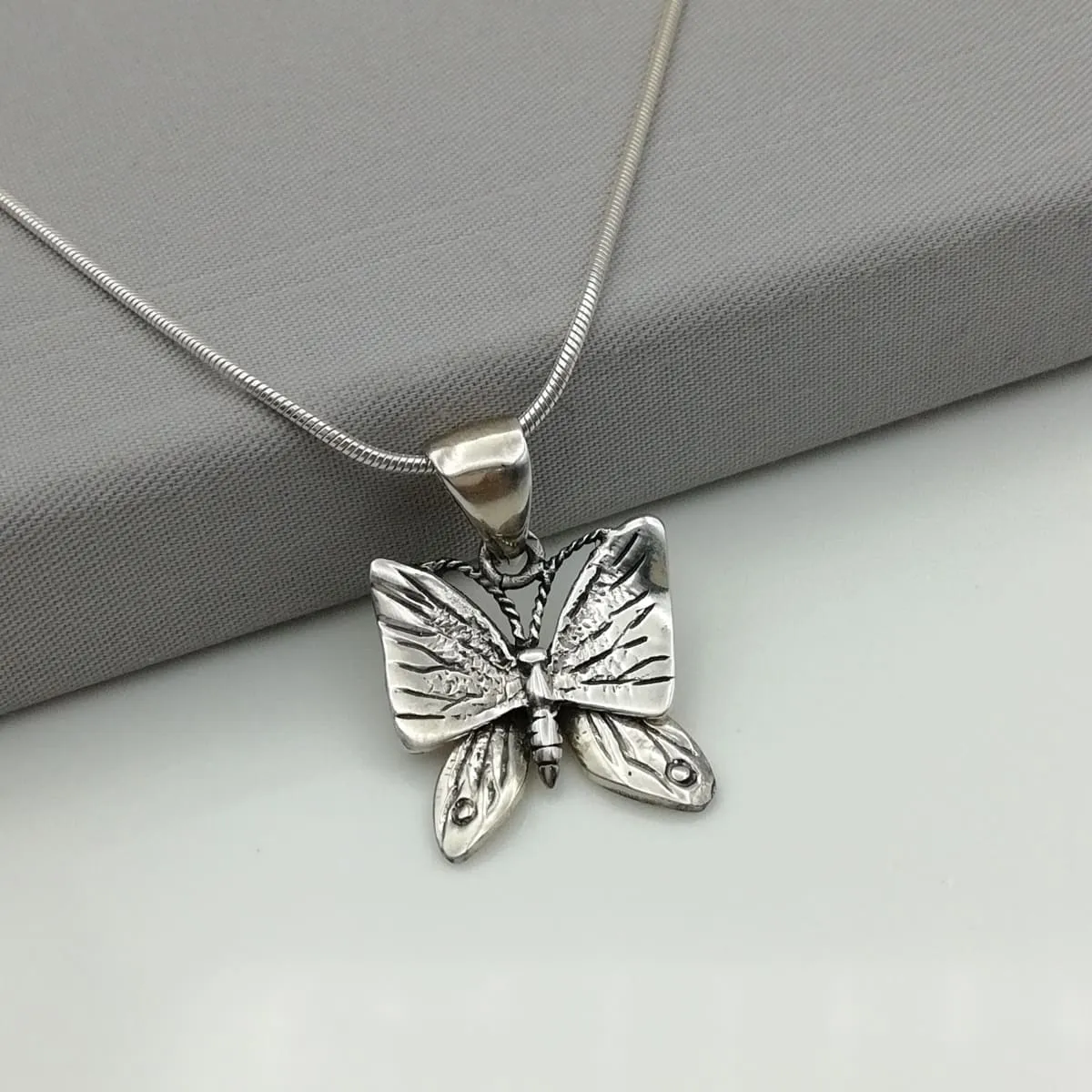 Butterfly charm -Sterling silver pendant- Pretty silver pendant