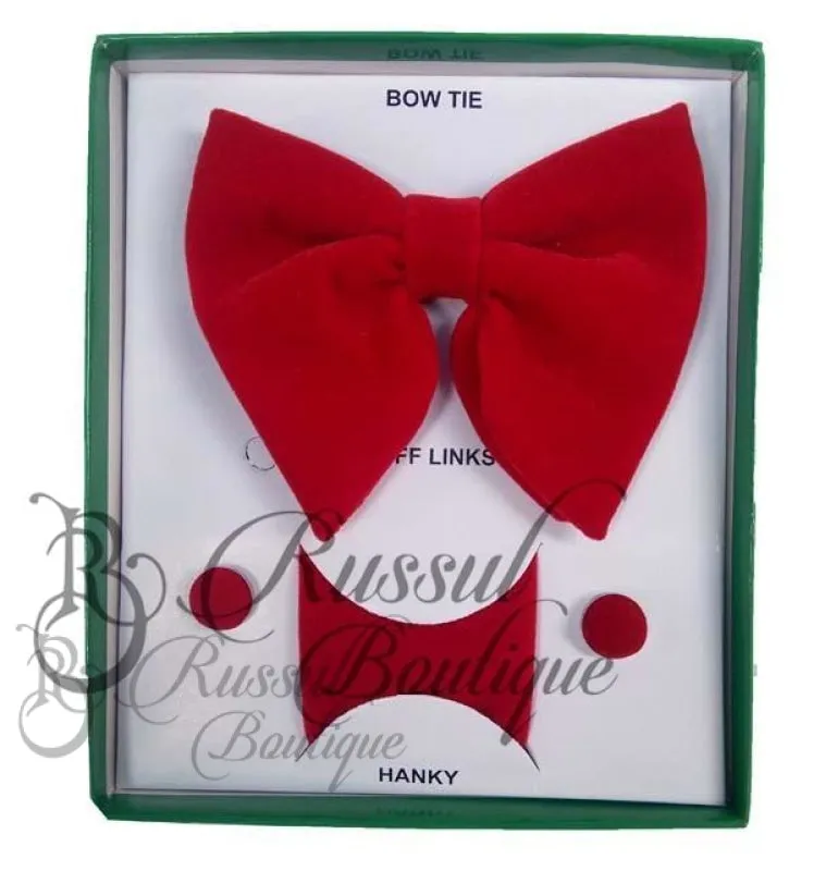 Butterfly Velvet Bow Tie |Red