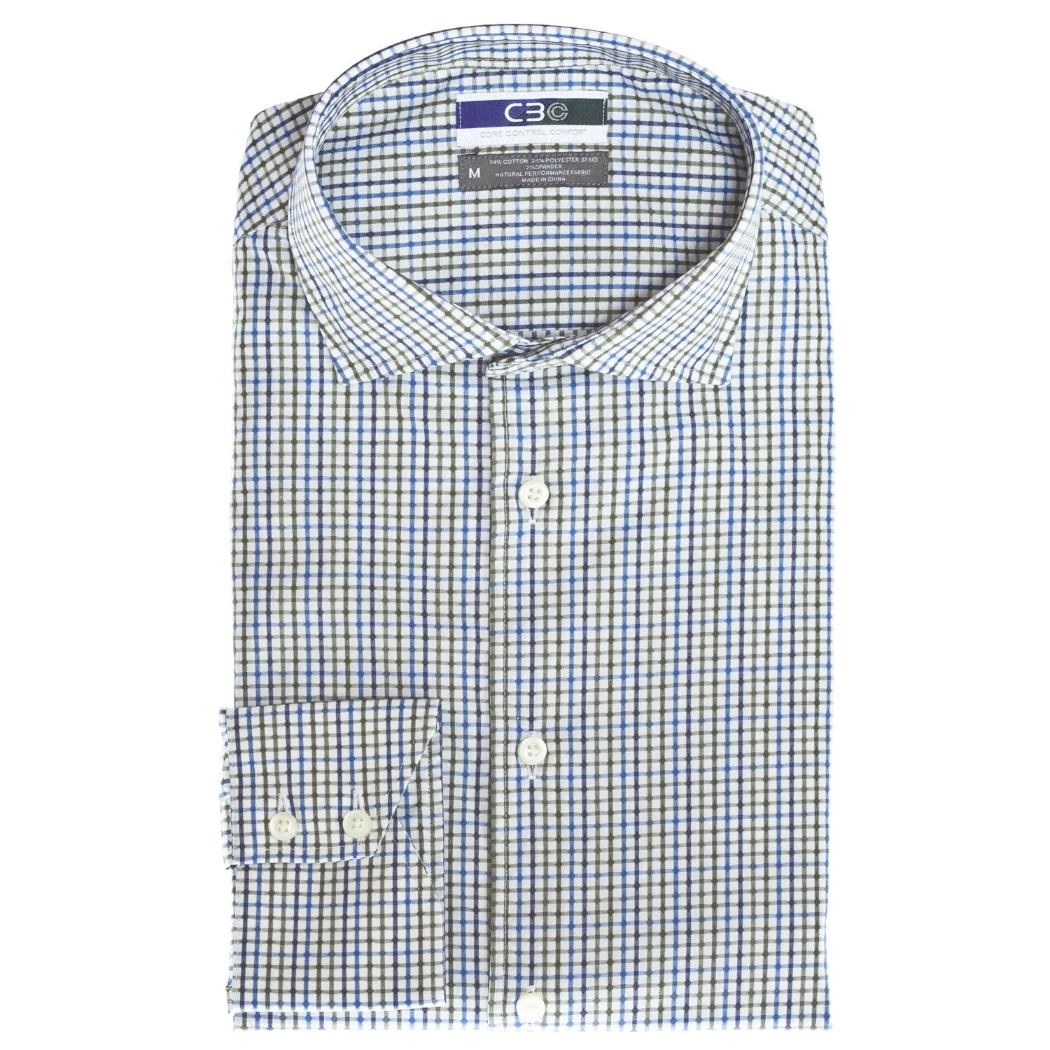 C3 Olive Dobby Check Performance Sport Shirt